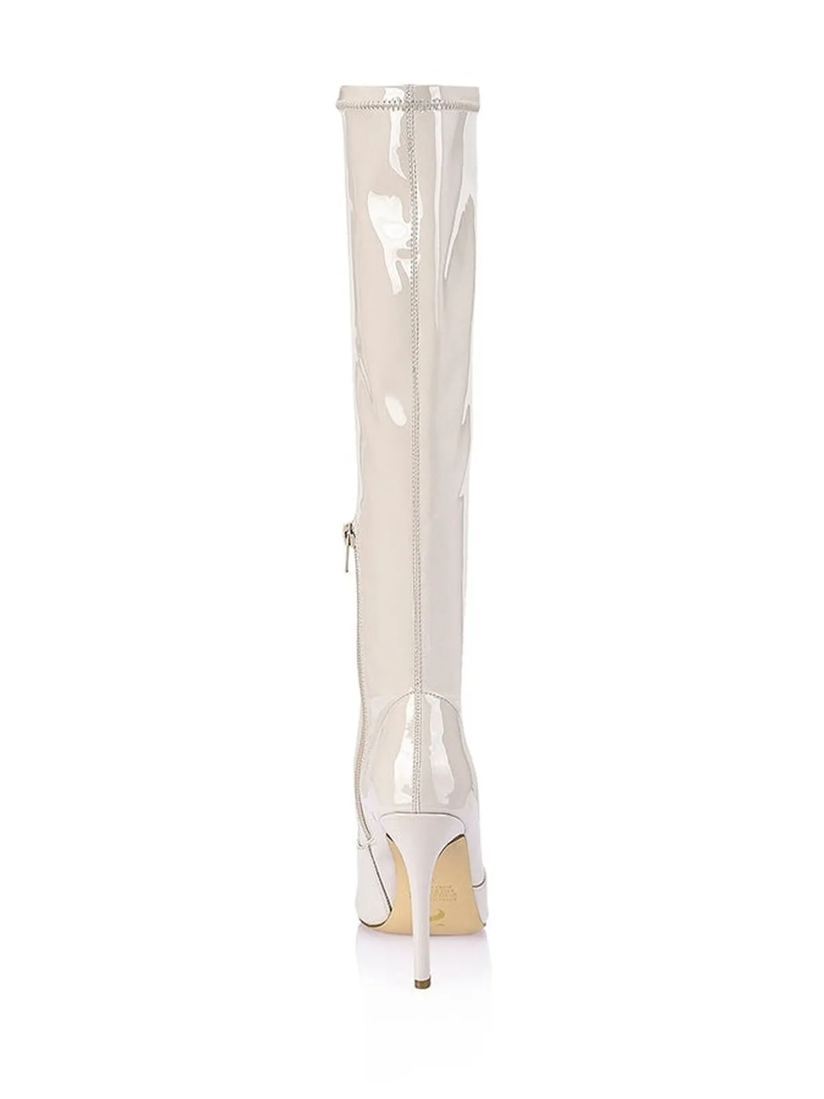 Savannah Knee High Boots - Bone Patent Stretch