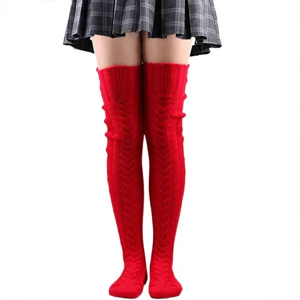 Solid Color Over The Knee Wool Warmer Stockings 26522647C