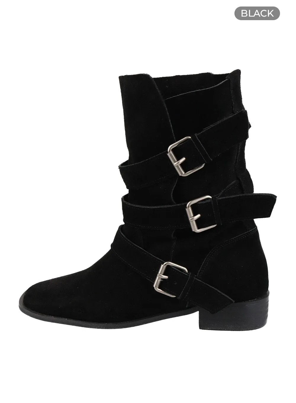 Suede Buckle Ankle Boots CM421