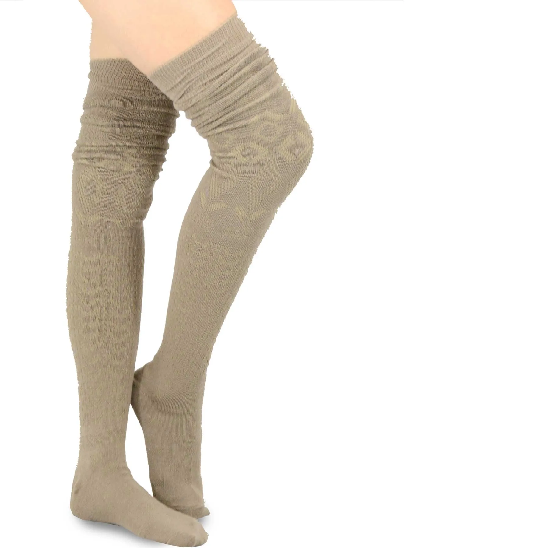 TeeHee Socks Women's Casual Cotton Thigh High Pointelle 3-Pack (11396)