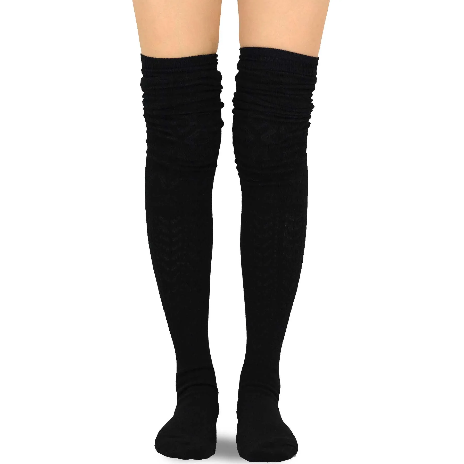 TeeHee Socks Women's Casual Cotton Thigh High Pointelle 4-Pack (11396)