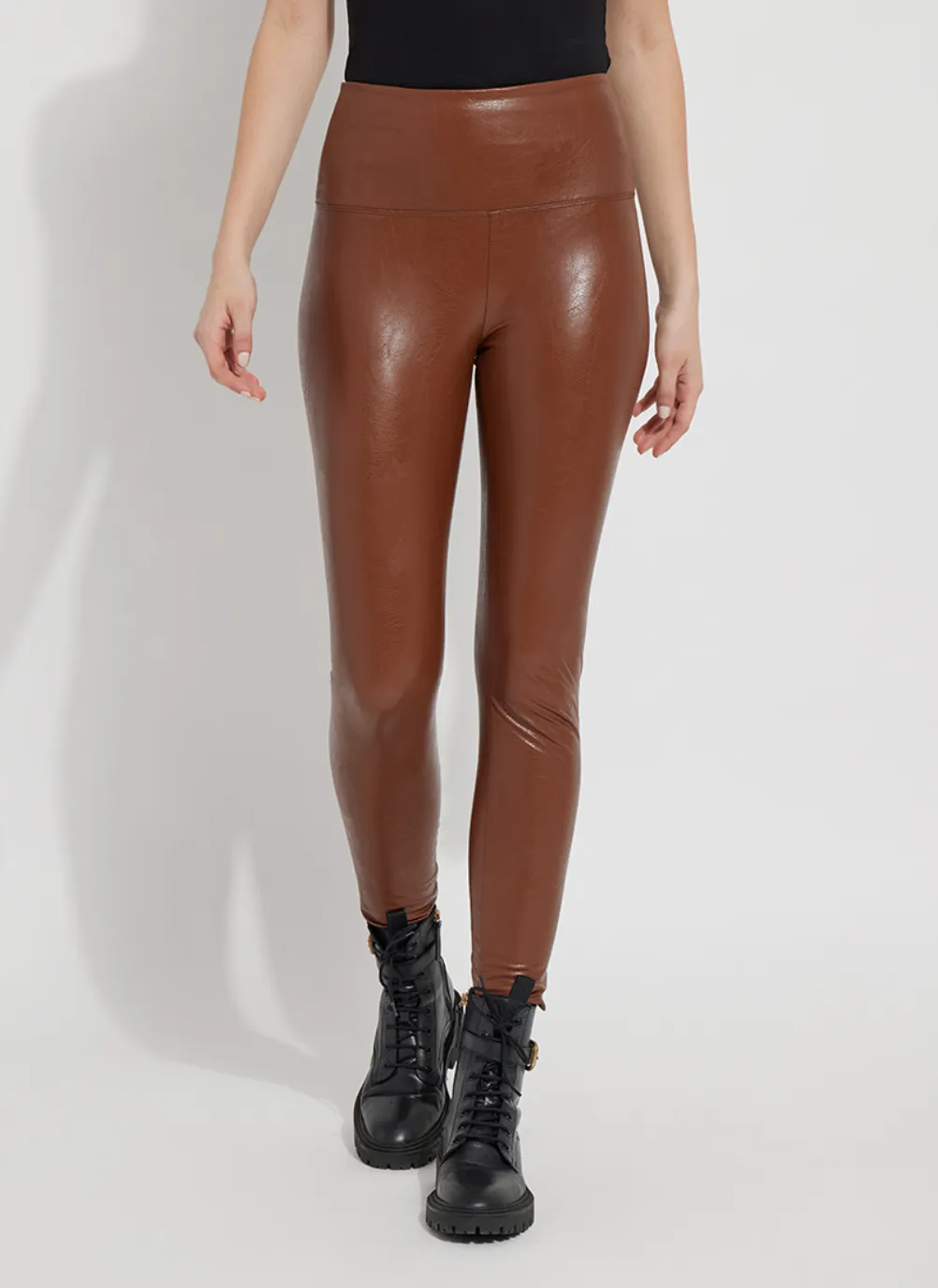 Textured Leather Legging - Whiskey