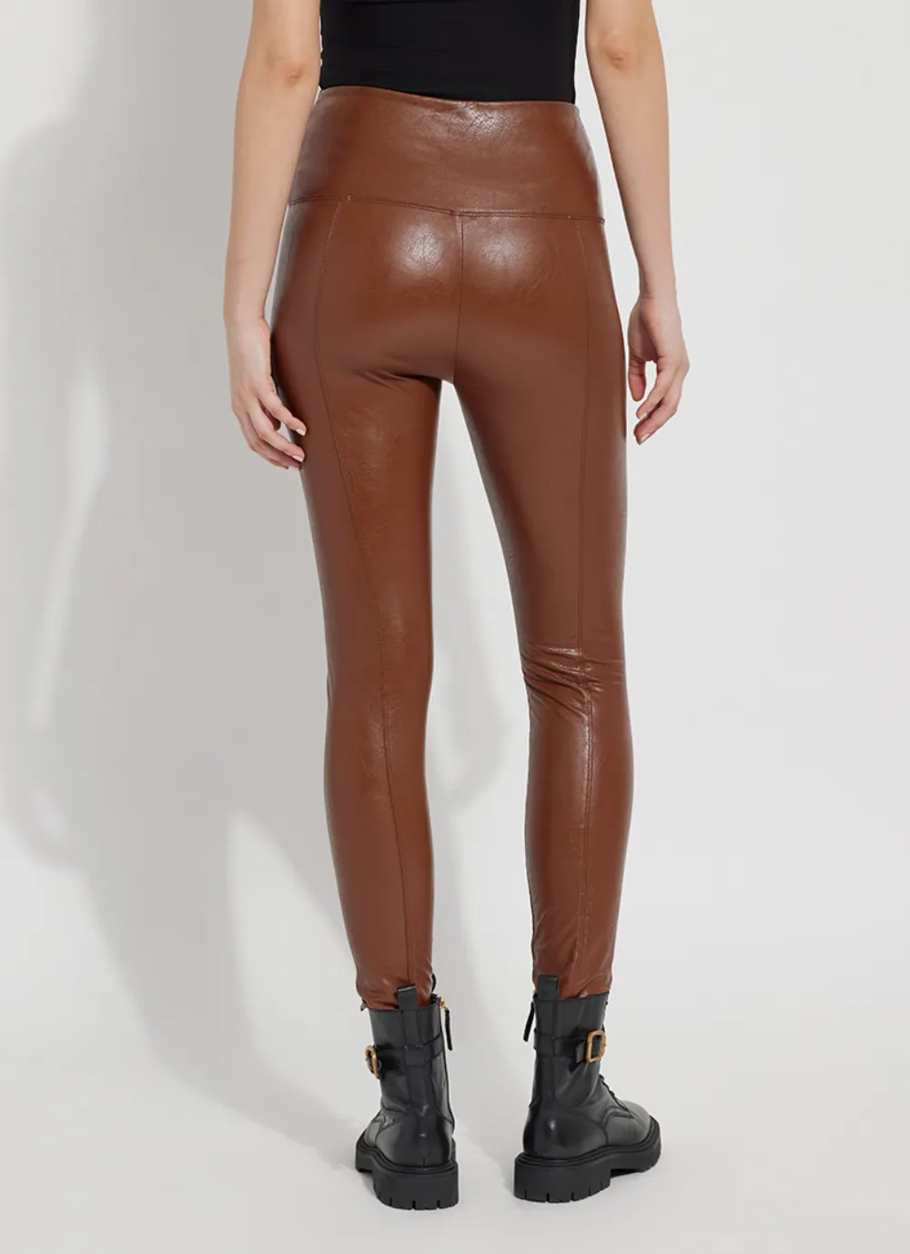 Textured Leather Legging - Whiskey