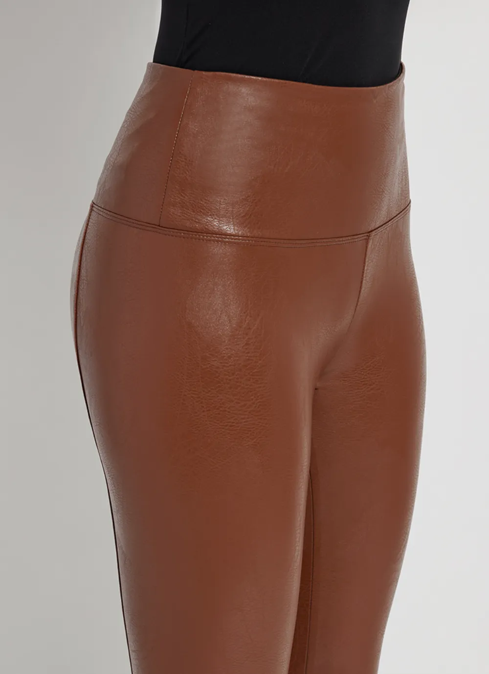 Textured Leather Legging - Whiskey