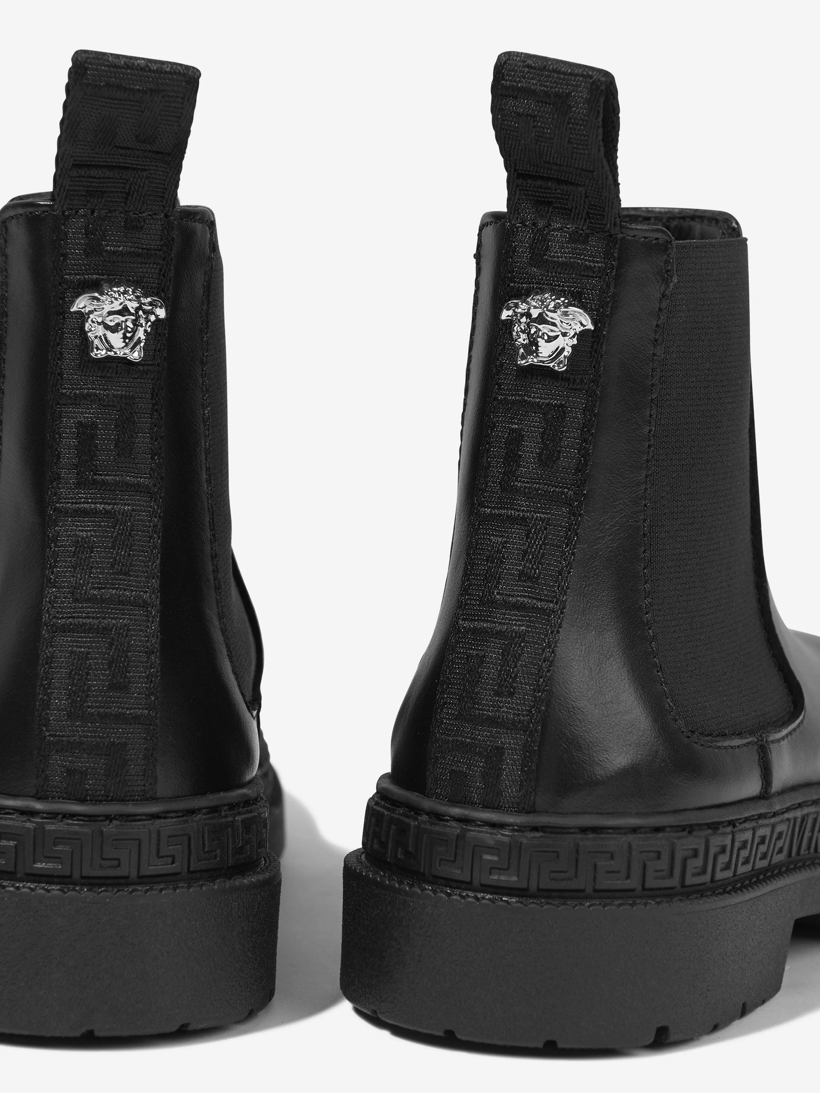 Versace Kids Leather Chelsea Boots in Black