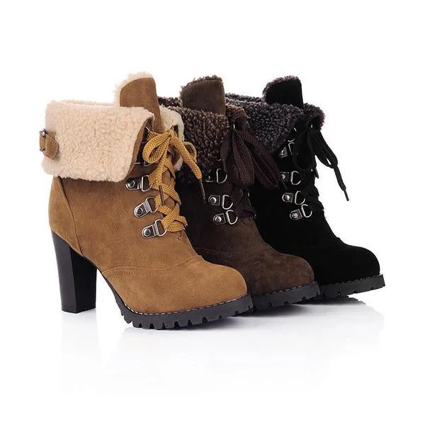 Women's Casual Lace-Up Chunk Heel Ankle Boots 98875767S