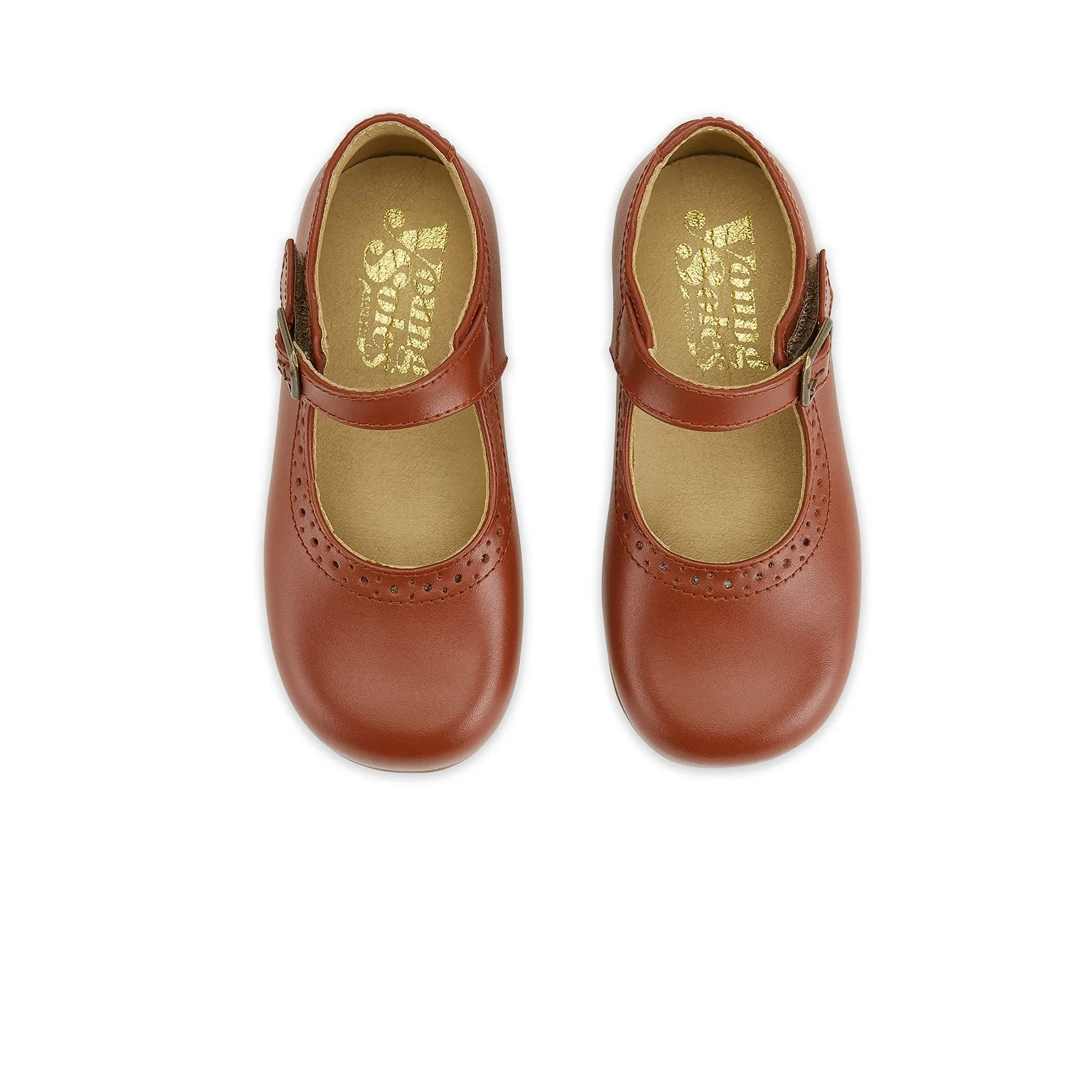 Young Soles Diana Cognac Mary Jane Leather Shoes